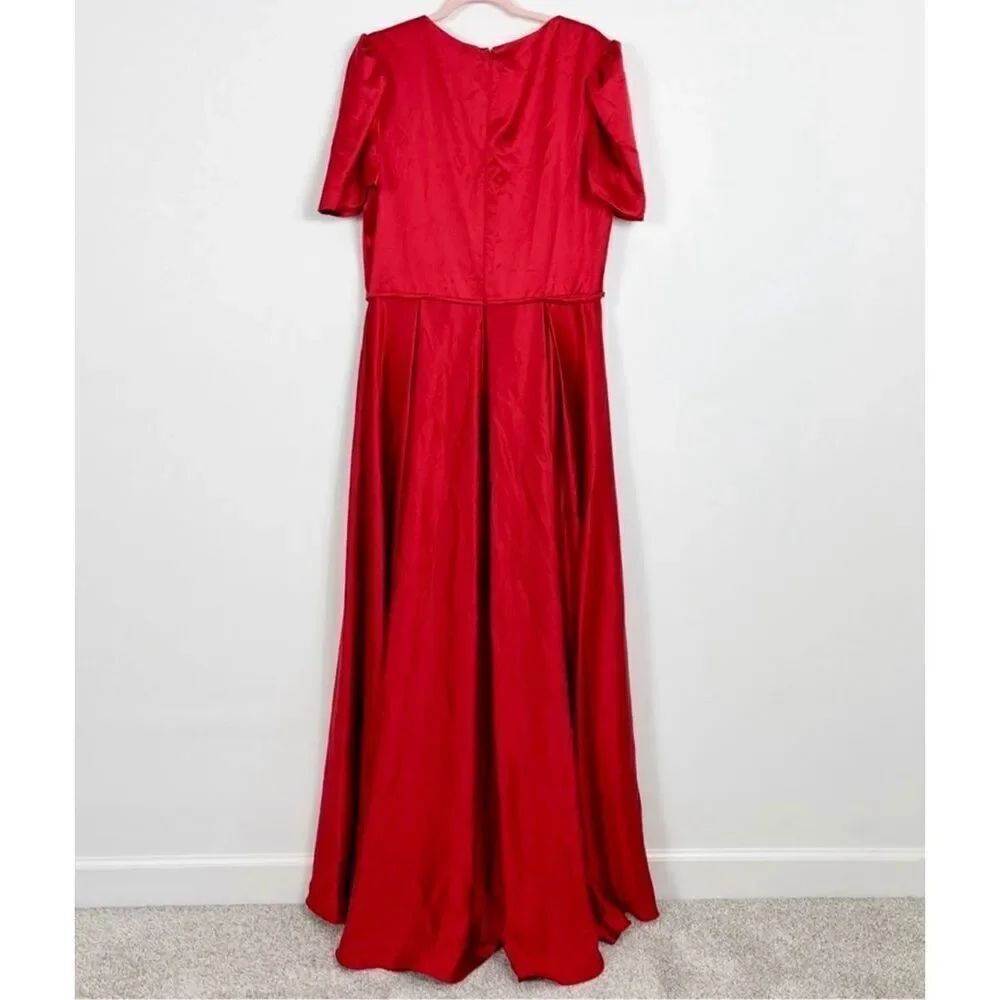 Mac Duggal NWT size 8 Ruby Red satin formal gown style 26606 - Picture 7 of 11